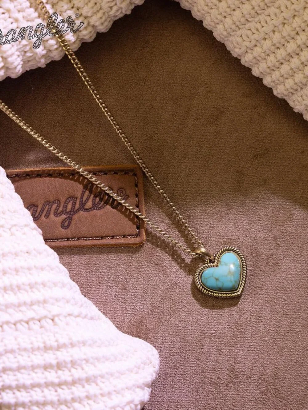 Women's Gold Turquoise Western Gold Plated Heart Turquoise Pendant Necklace